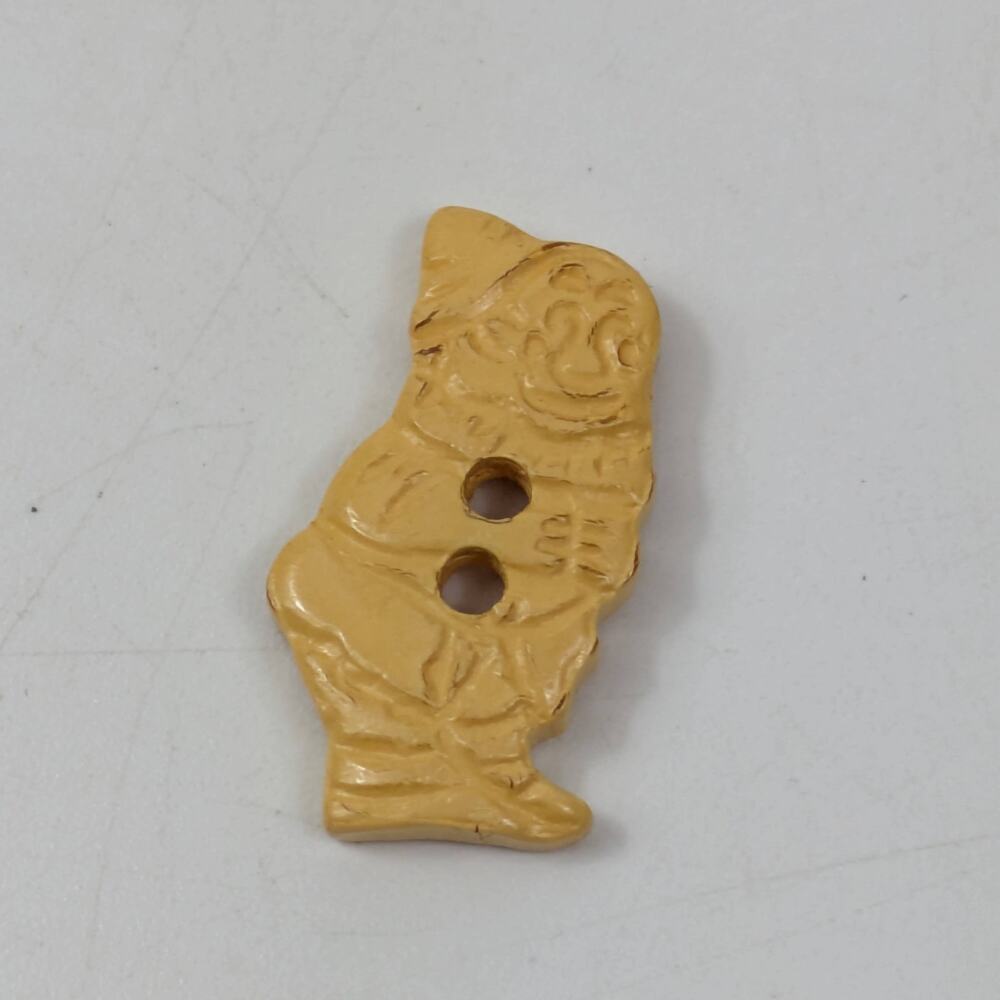 Vintage Bakelite 7 Dwarfs Character Button Tan Figural 2-Hole 1940s 1 Inch